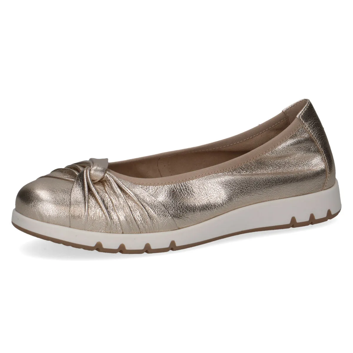 Caprice Platin Metal Ballerina Shoes: Comfort Meets Modern Elegance