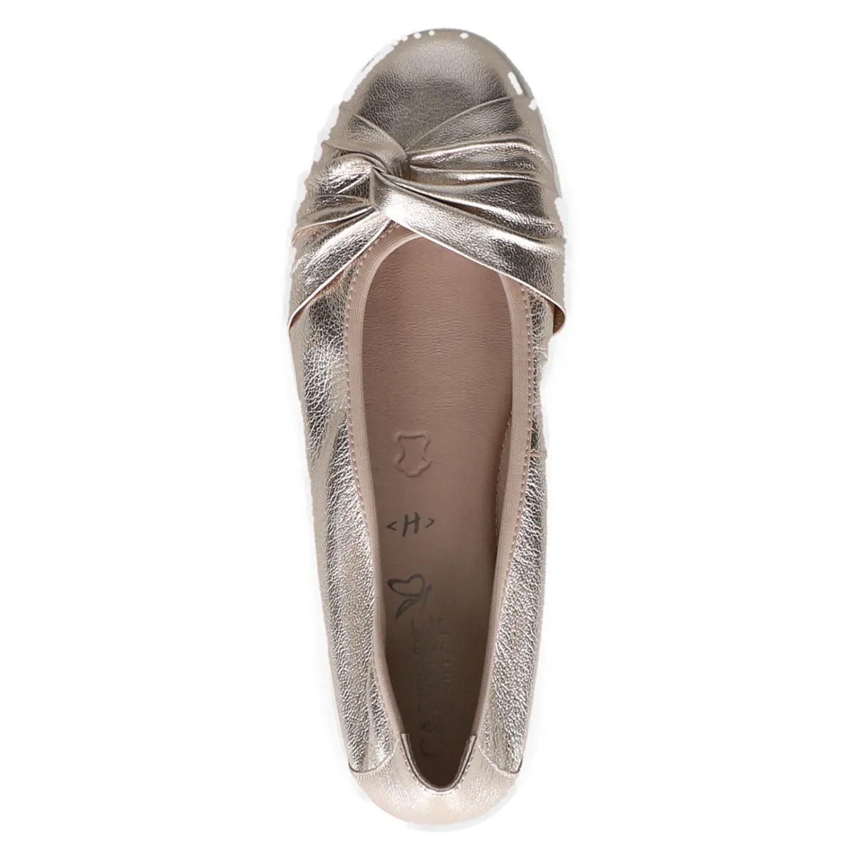 Caprice Platin Metal Ballerina Shoes: Comfort Meets Modern Elegance