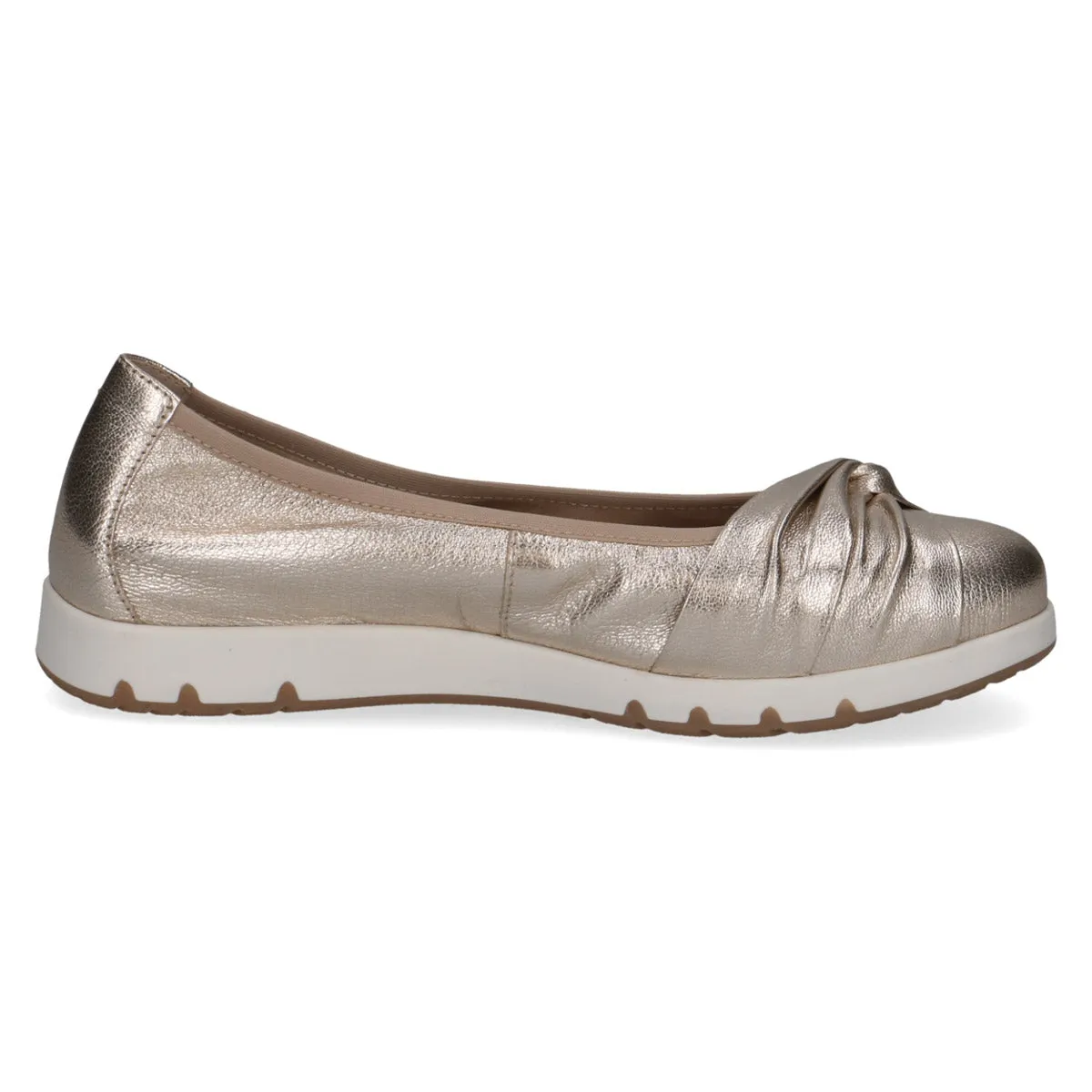 Caprice Platin Metal Ballerina Shoes: Comfort Meets Modern Elegance