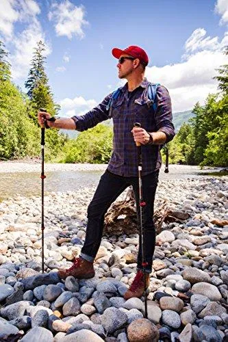 Cascade Mountain Tech 3K Carbon Fiber Trekking Poles Ultralight with Cork Grip and Quick Lock