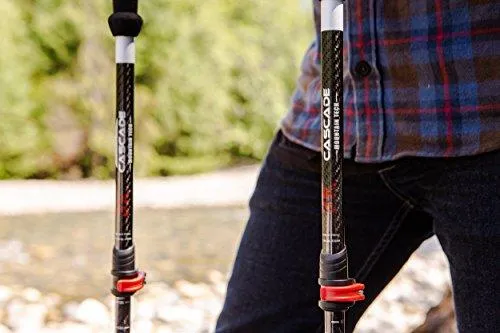 Cascade Mountain Tech 3K Carbon Fiber Trekking Poles Ultralight with Cork Grip and Quick Lock