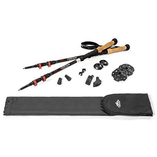 Cascade Mountain Tech 3K Carbon Fiber Trekking Poles Ultralight with Cork Grip and Quick Lock