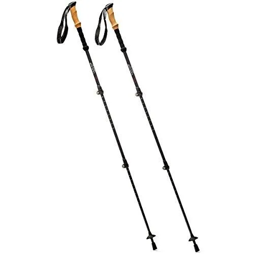 Cascade Mountain Tech 3K Carbon Fiber Trekking Poles Ultralight with Cork Grip and Quick Lock