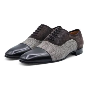 Christian Louboutin Greggo Oxford Shoes - Leather and Fabric - Gray/Black 41.5