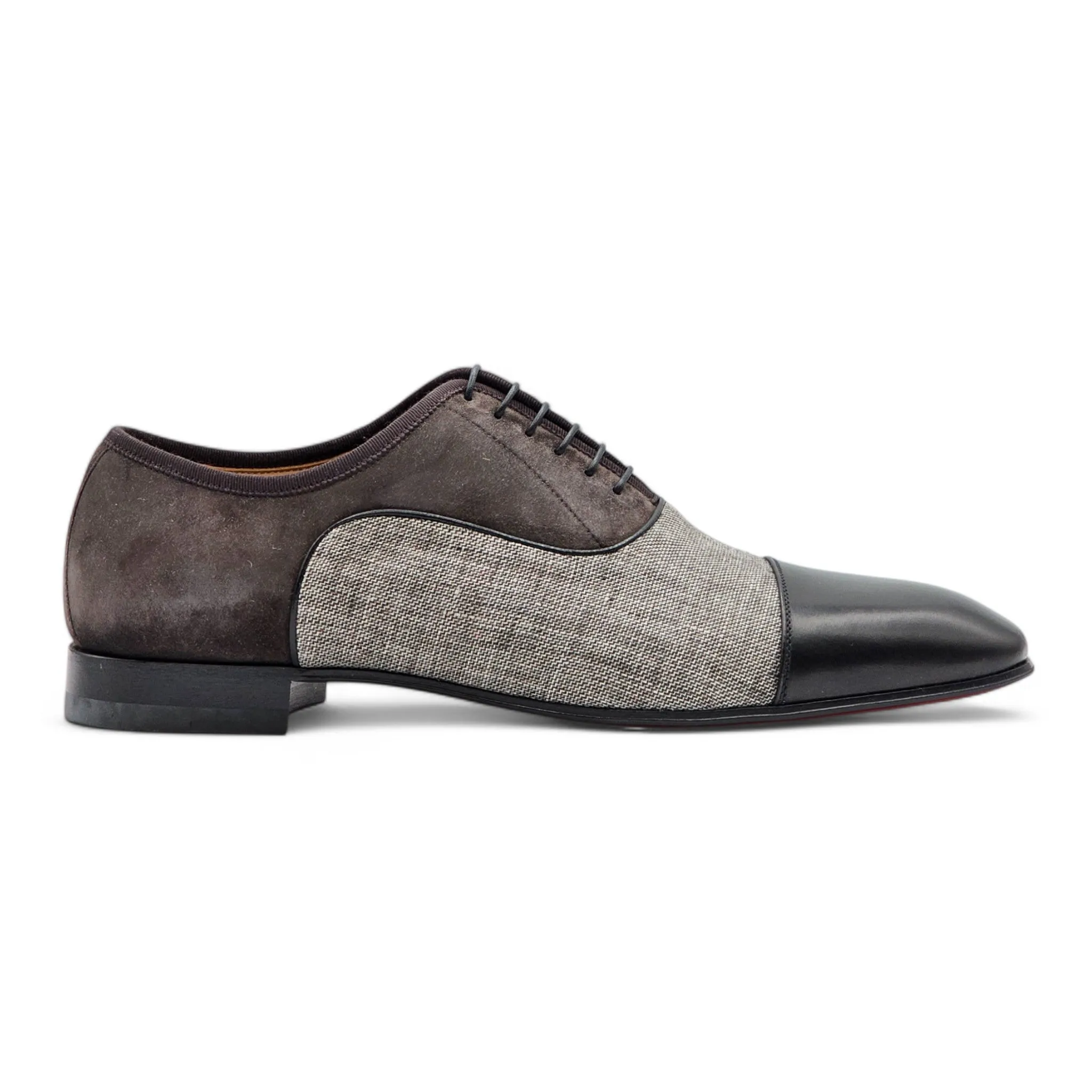 Christian Louboutin Greggo Oxford Shoes - Leather and Fabric - Gray/Black 41.5