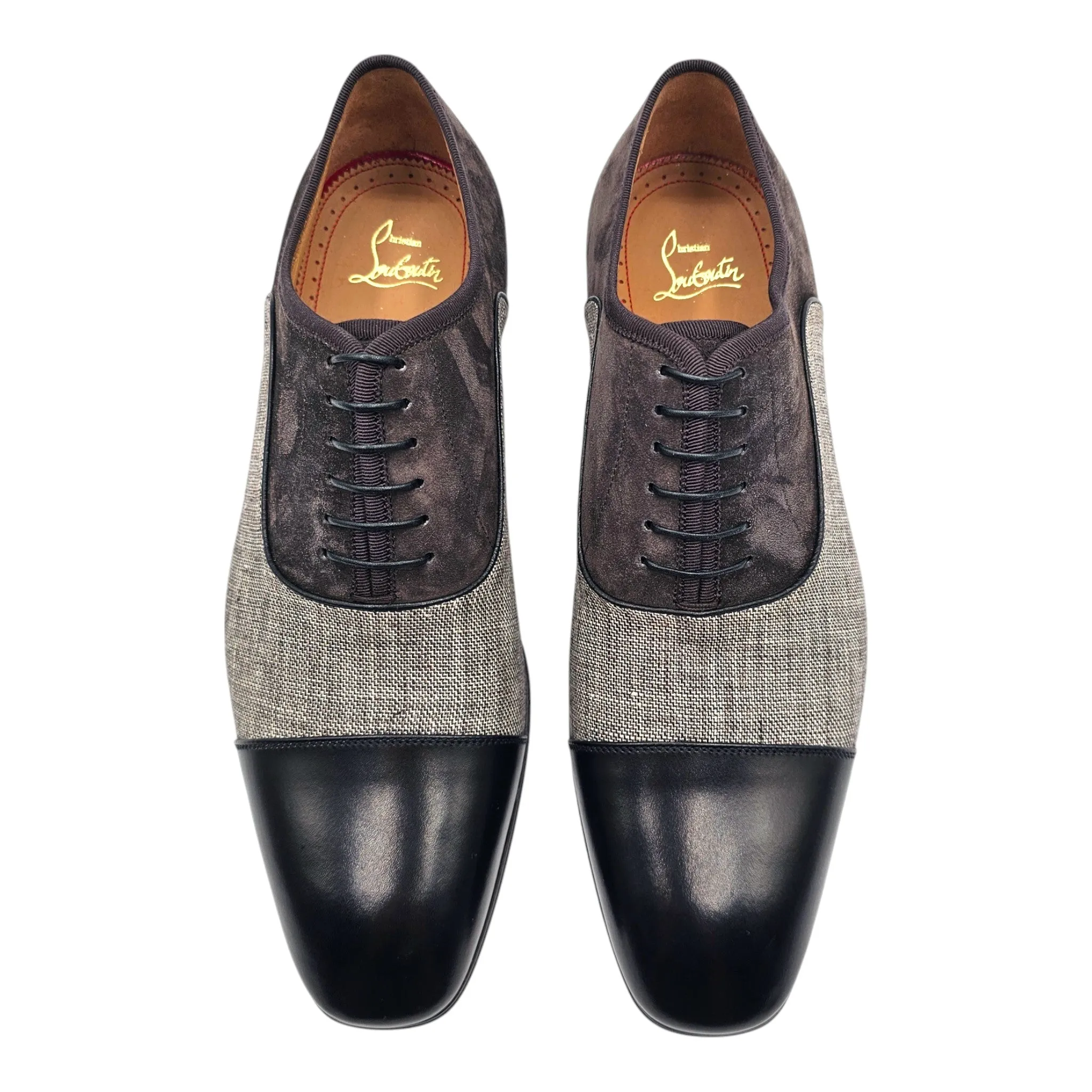 Christian Louboutin Greggo Oxford Shoes - Leather and Fabric - Gray/Black 41.5