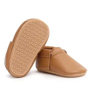Classic Brown Hard Sole Fringeless Moccasins