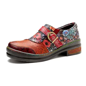CrazycatZ Women's Leather Oxford Shoes Colorful Leather Oxfords Vintage Shoes 511