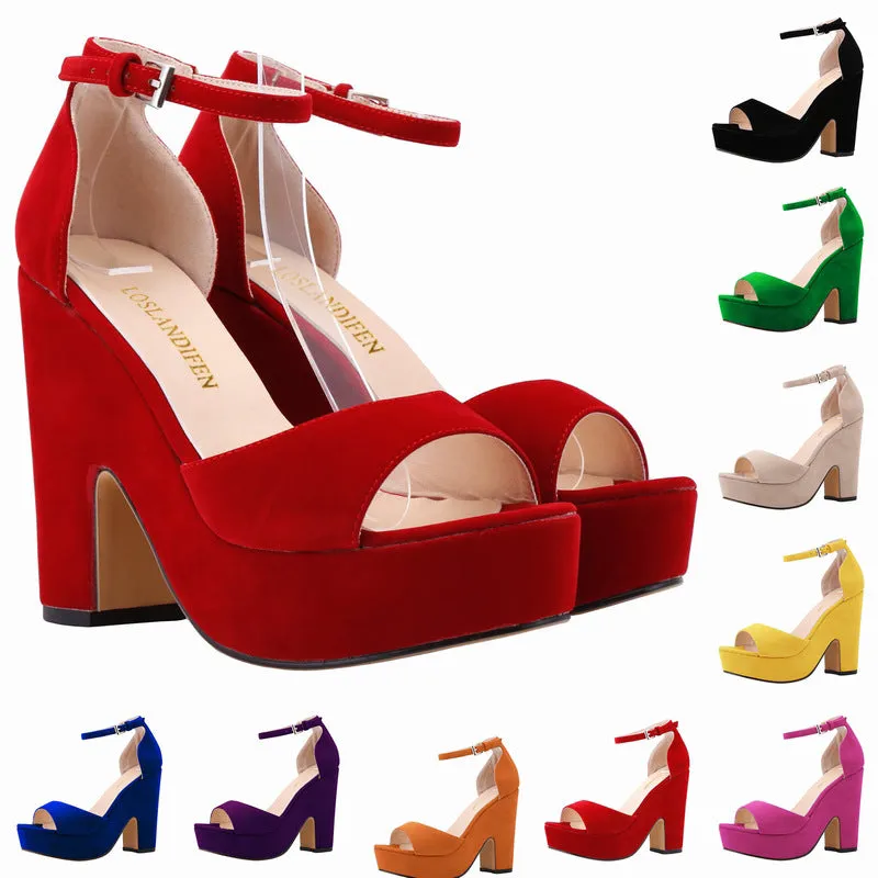 Elegant Versatile Round Toe Chunky Heel Women's Shoes