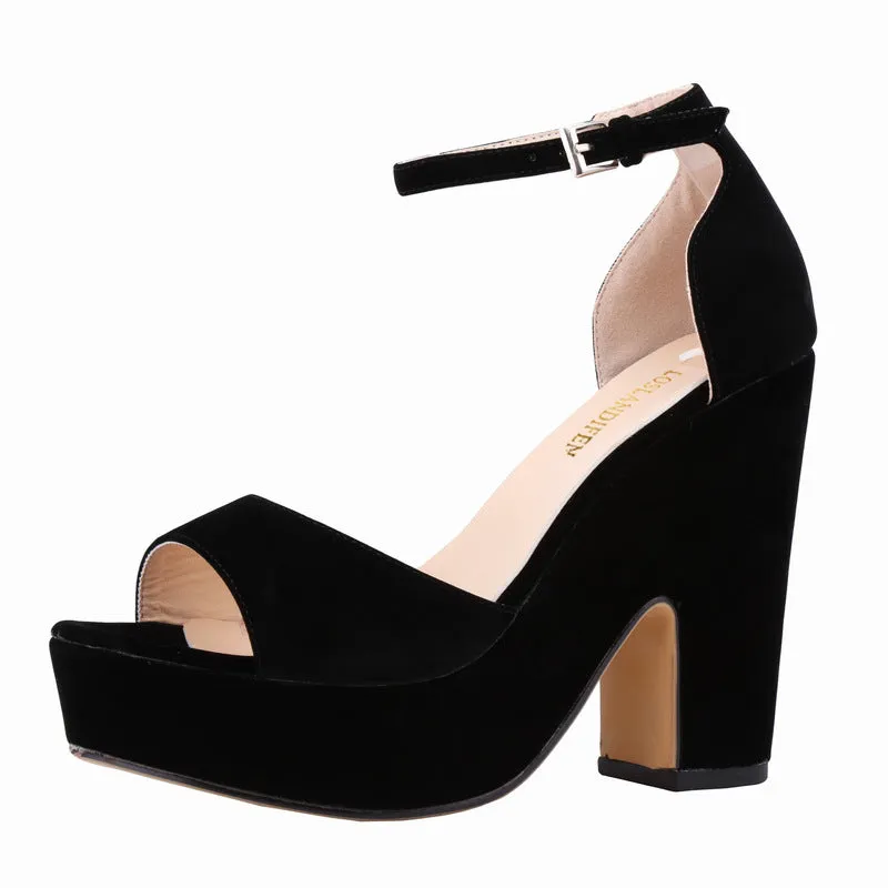 Elegant Versatile Round Toe Chunky Heel Women's Shoes