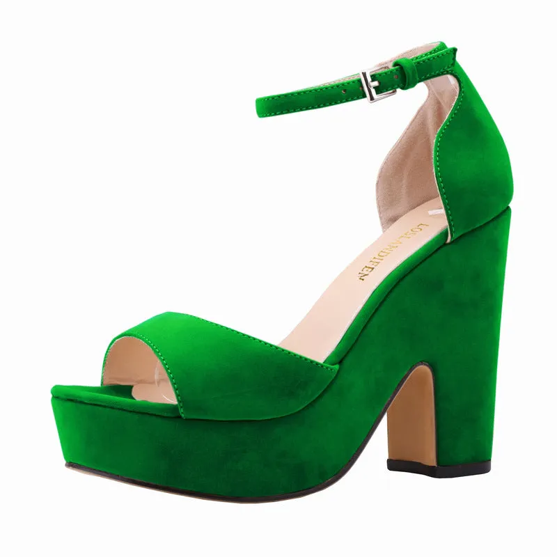 Elegant Versatile Round Toe Chunky Heel Women's Shoes