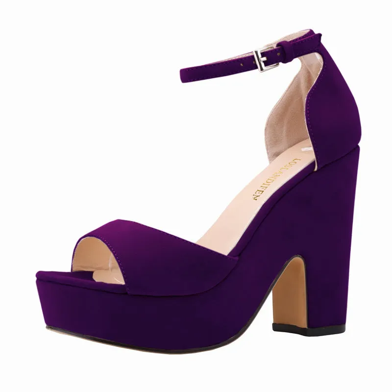 Elegant Versatile Round Toe Chunky Heel Women's Shoes