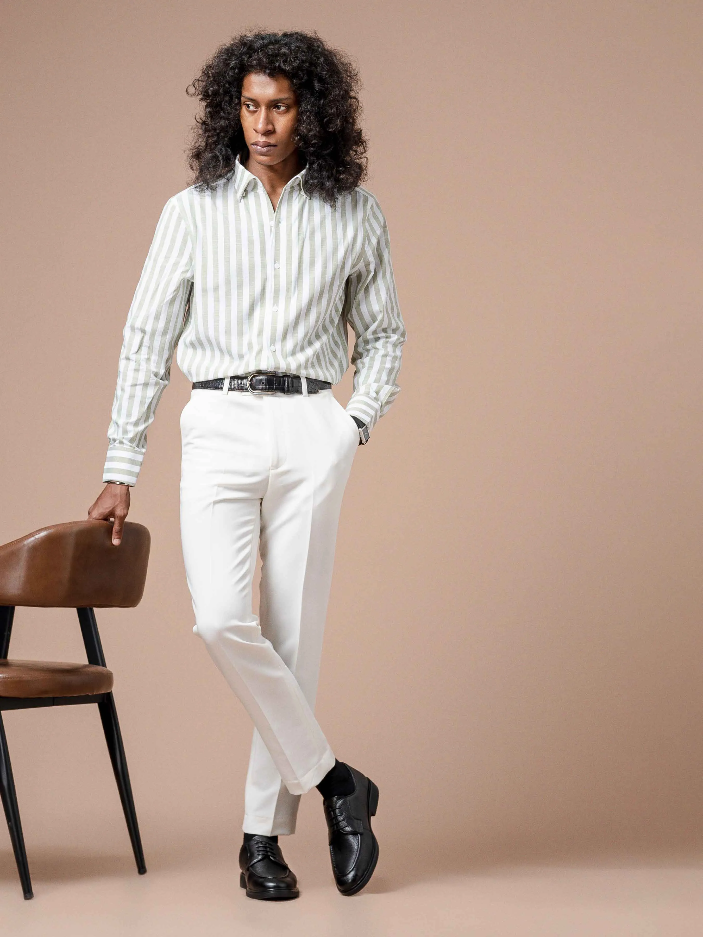 Emanuel Striped Shirt - Green One-piece Collar
