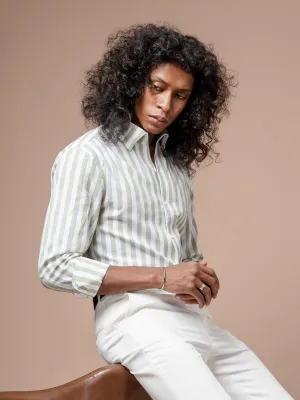 Emanuel Striped Shirt - Green One-piece Collar