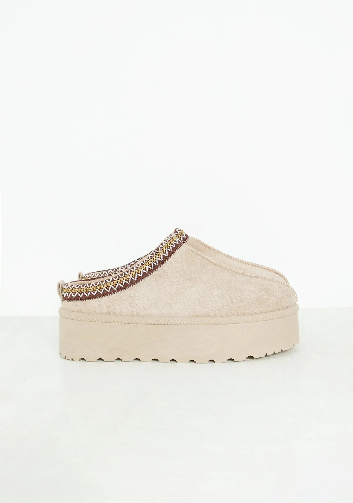 Emily Beige Platform Faux Fur Lined Slip On Boots