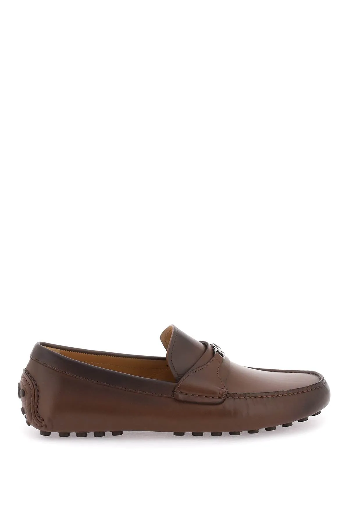 Ferragamo Genuine Calf Leather Gancini Hook Loafers for Men in Brown