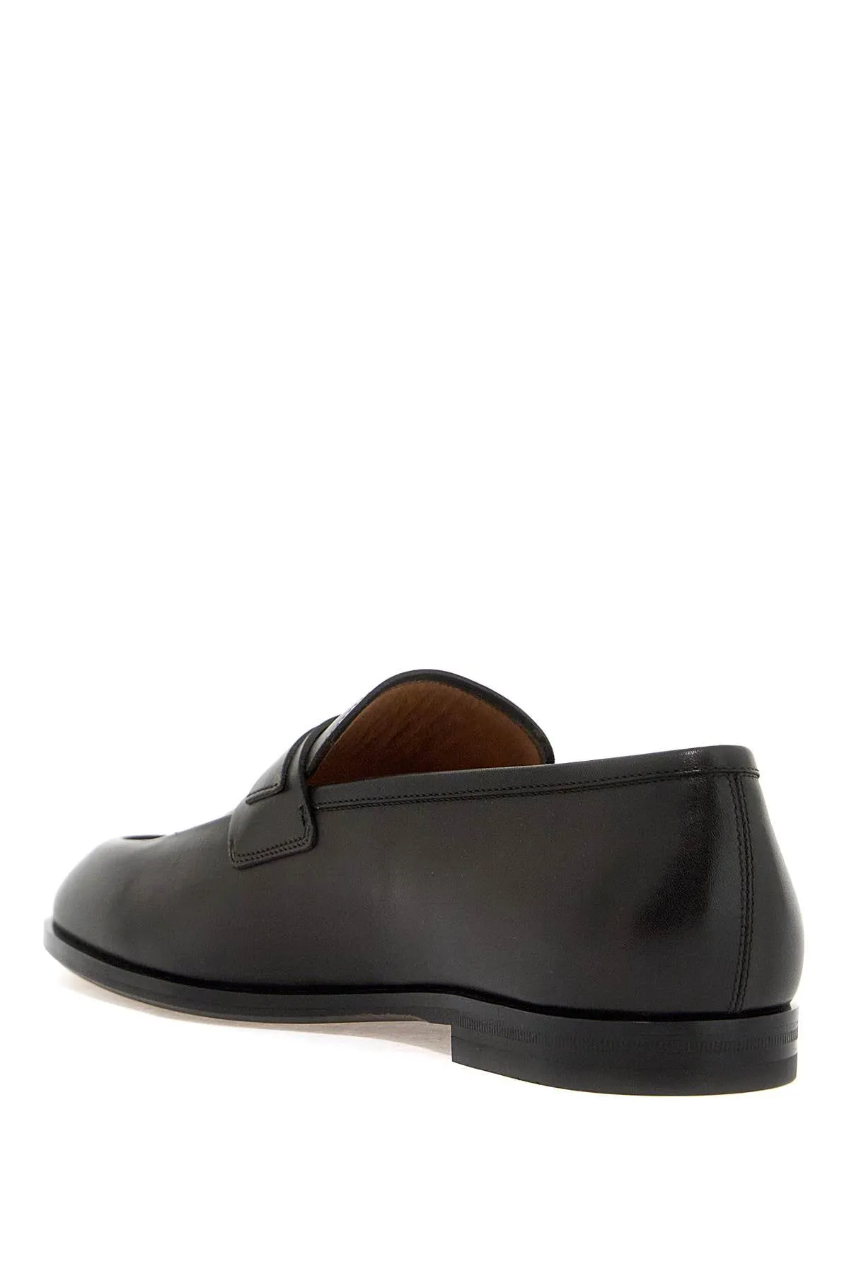 Ferragamo Tonal Metal Hook Smooth Leather Loafers for Men in Brown