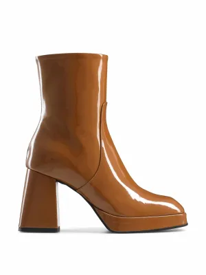 Flared heel platform boots