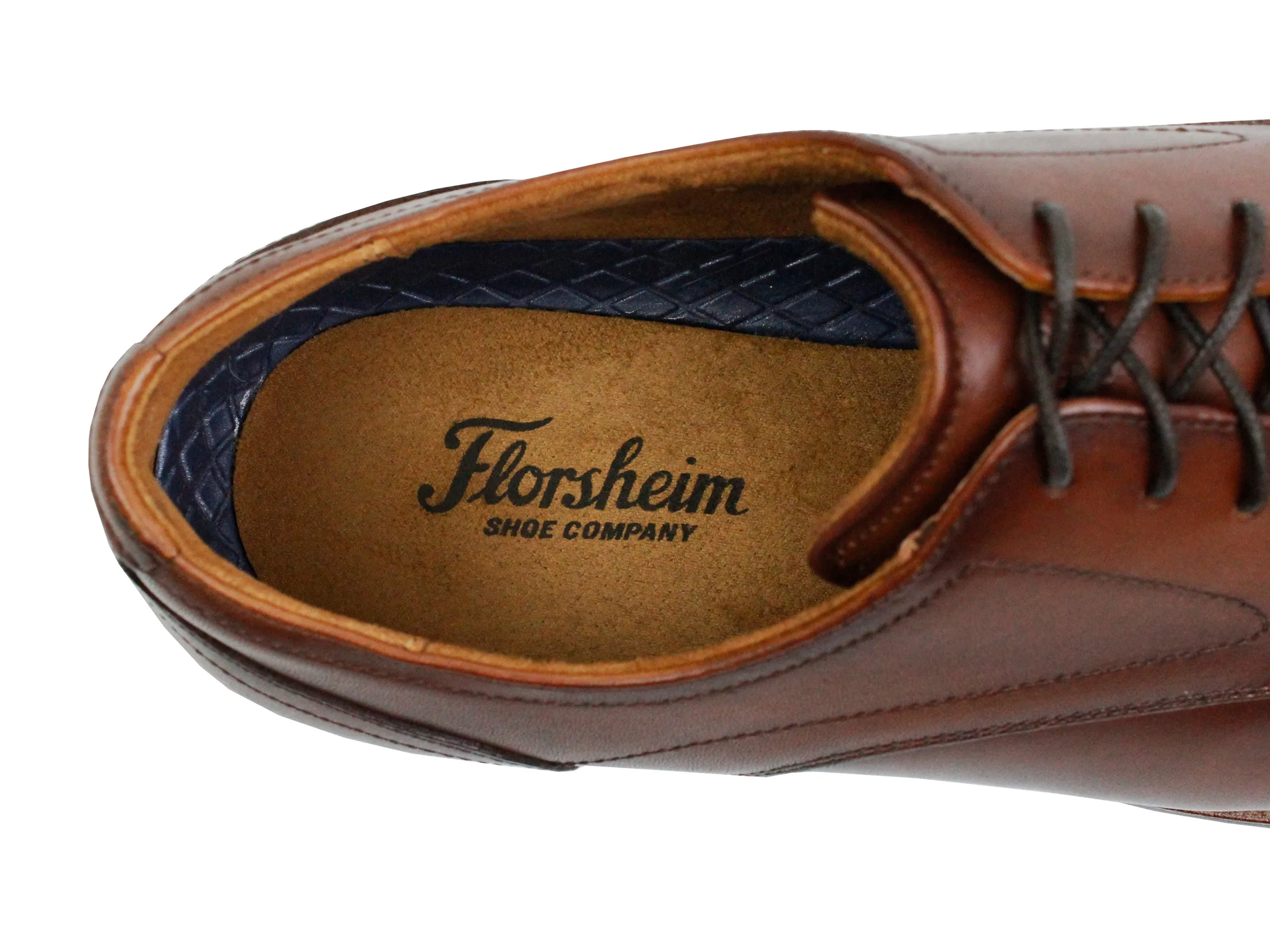 Florsheim 33758 Leather Young Men's Shoe - Cap Toe - Cognac