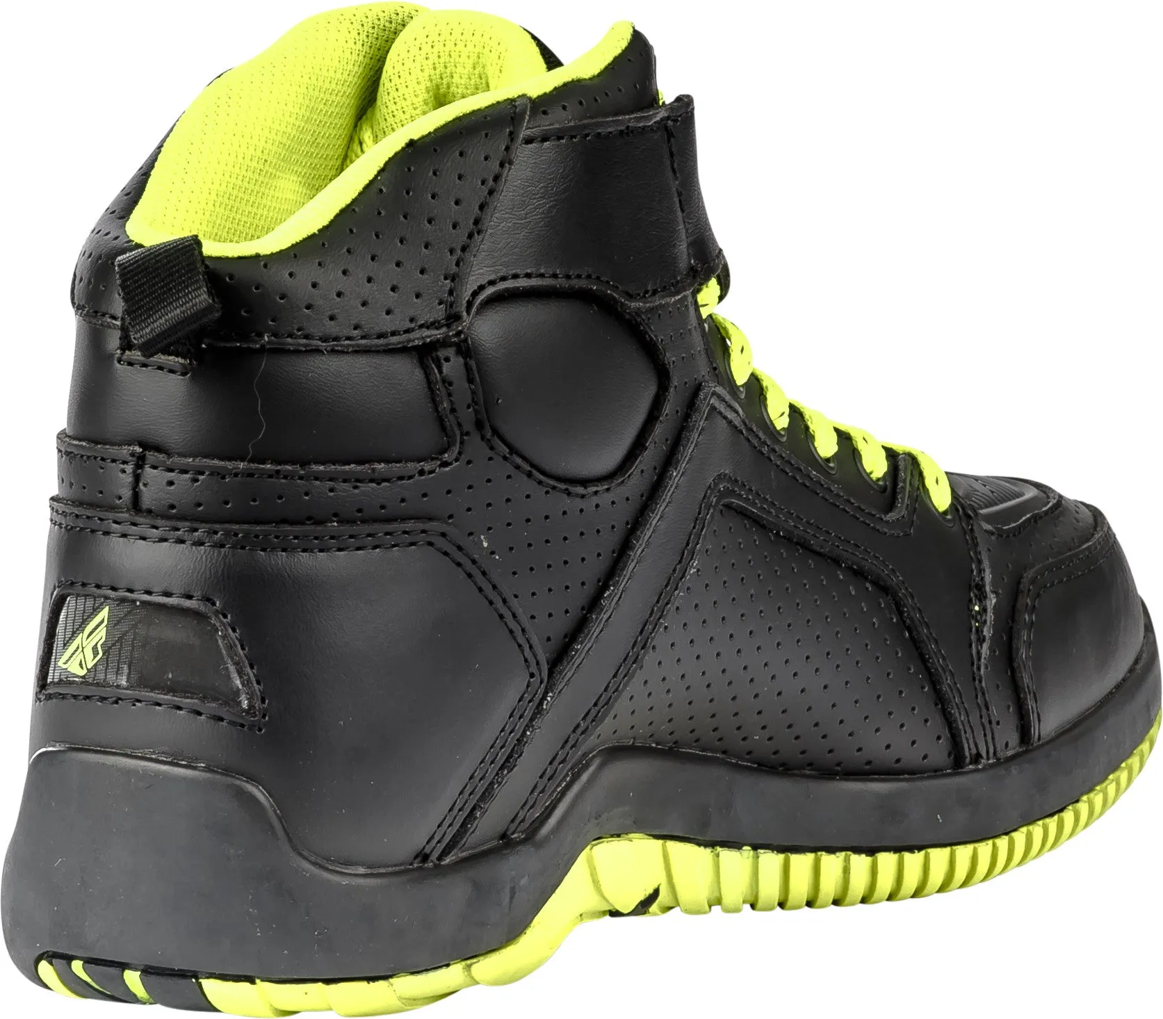 FLY RACING M21 LEATHER RIDING SHOES BLACK/HI-VIS SZ 07 #5161 361-987~07
