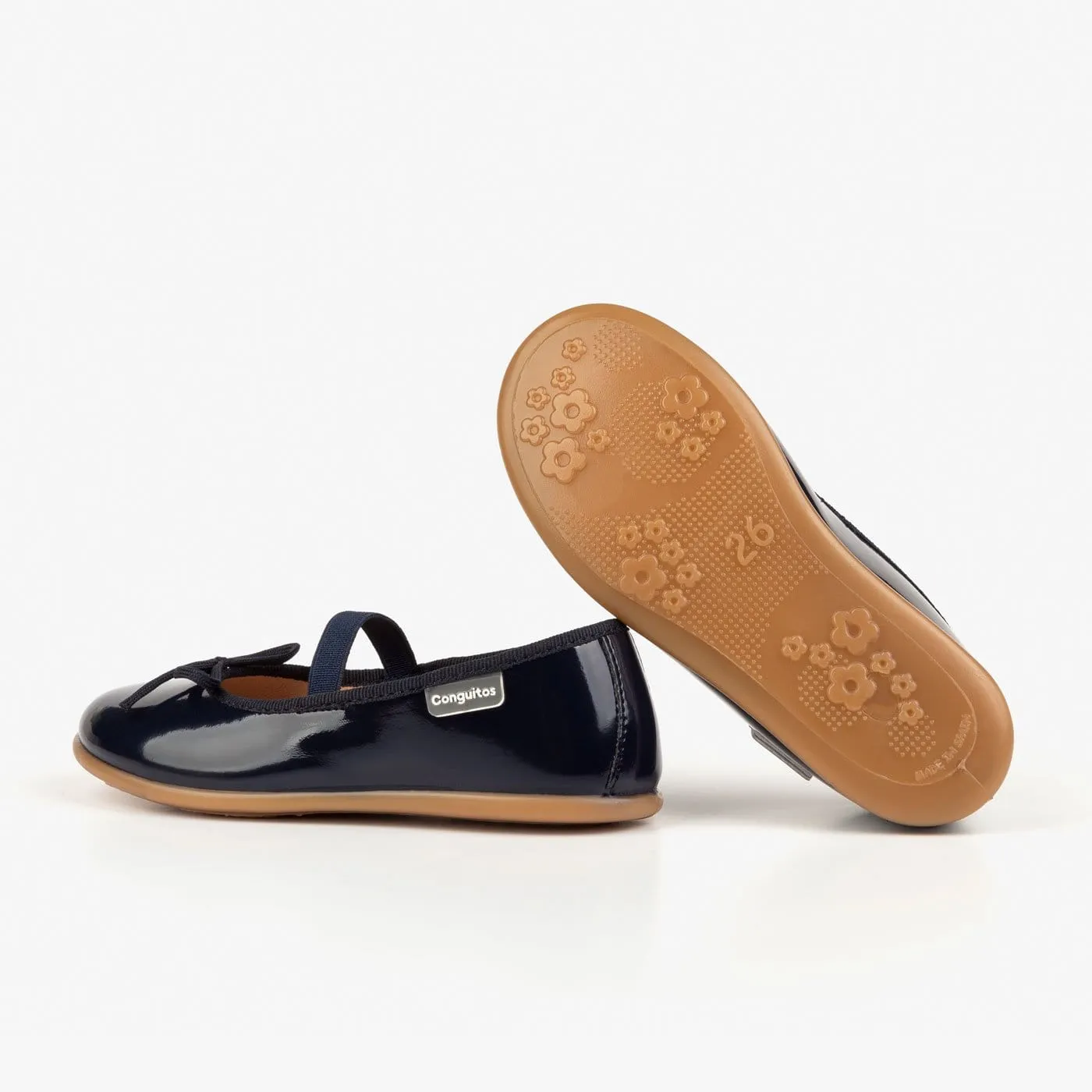 Girl's Navy Basic Patent Leather Ballerinas