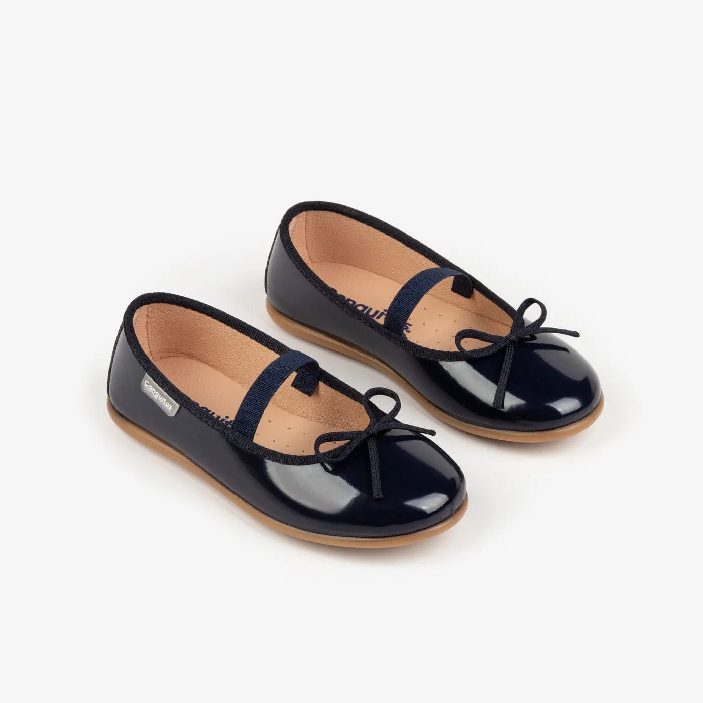 Girl's Navy Basic Patent Leather Ballerinas
