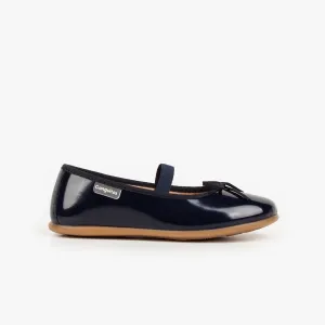Girl's Navy Basic Patent Leather Ballerinas