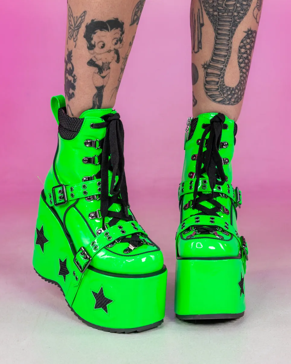 Green Spaced Out Platform Boots