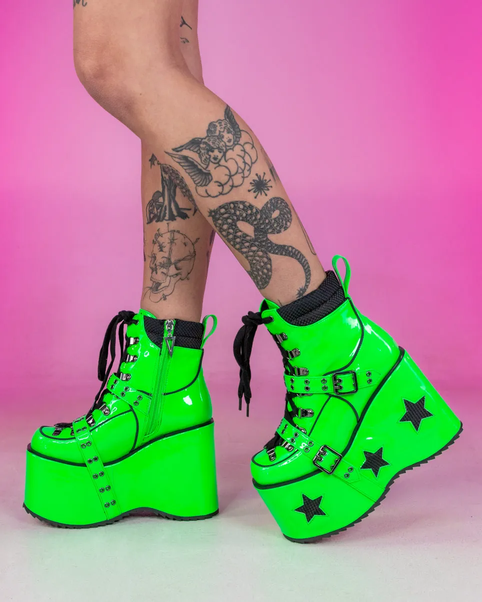Green Spaced Out Platform Boots