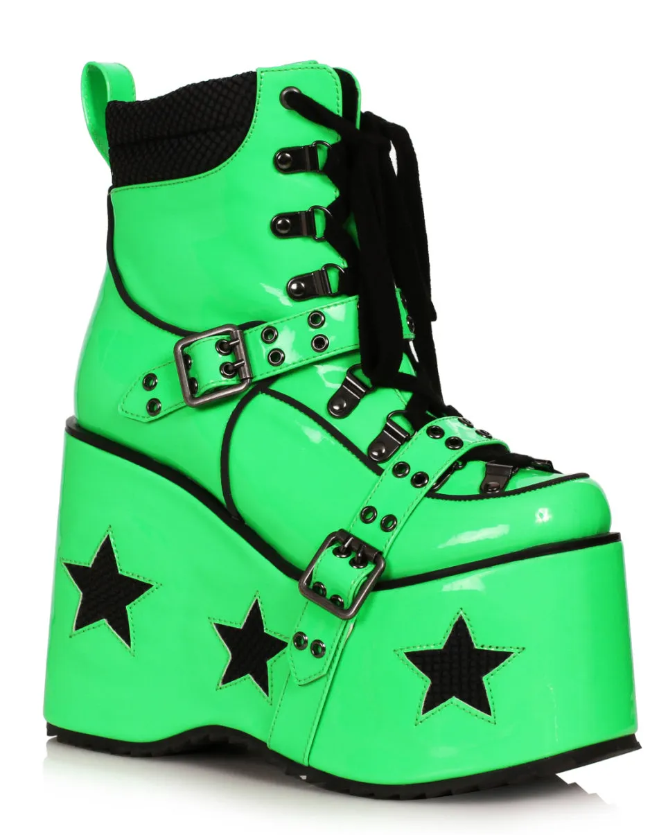 Green Spaced Out Platform Boots