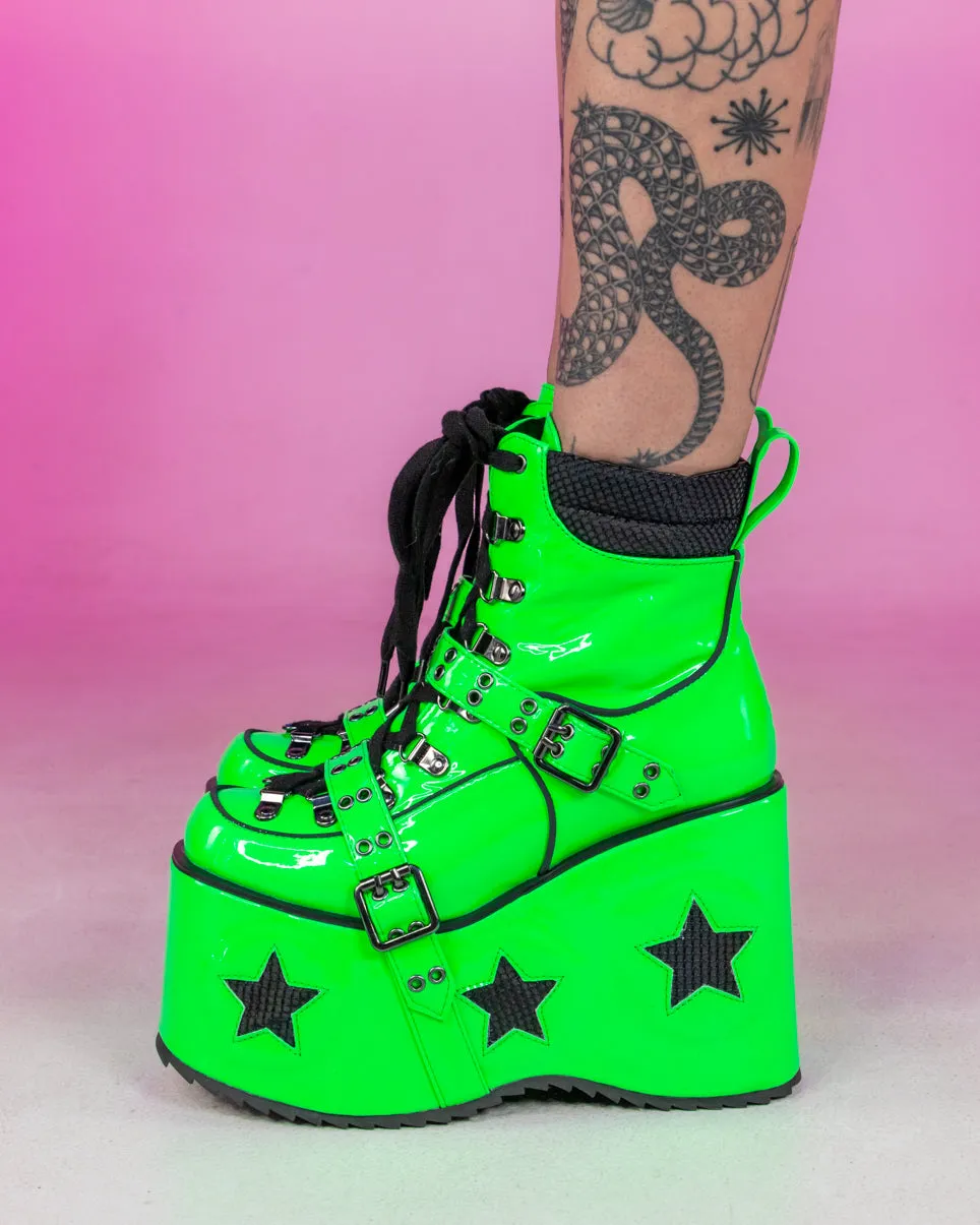 Green Spaced Out Platform Boots