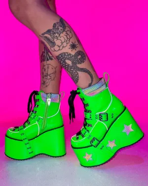 Green Spaced Out Platform Boots