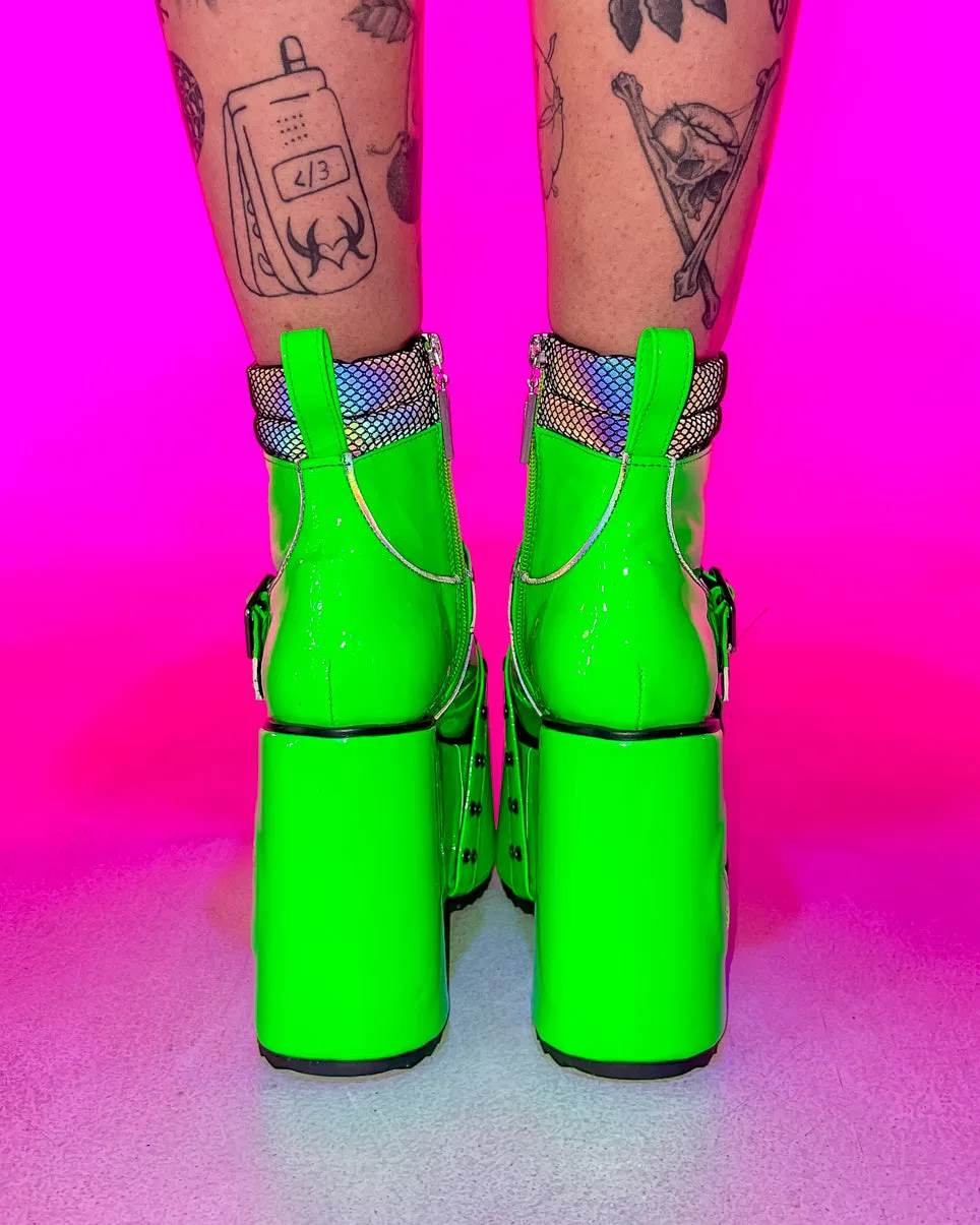 Green Spaced Out Platform Boots