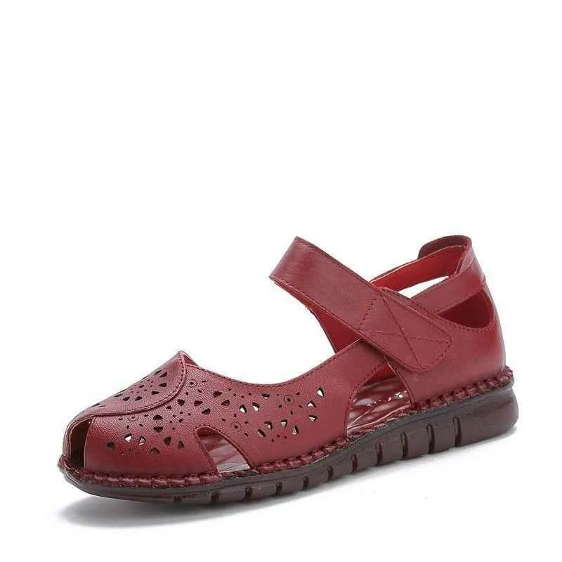 GY408 Women's Casual Shoes: Handmade Leather Flat Sandals
