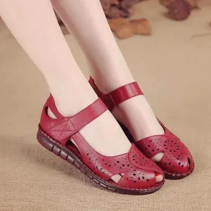 GY408 Women's Casual Shoes: Handmade Leather Flat Sandals