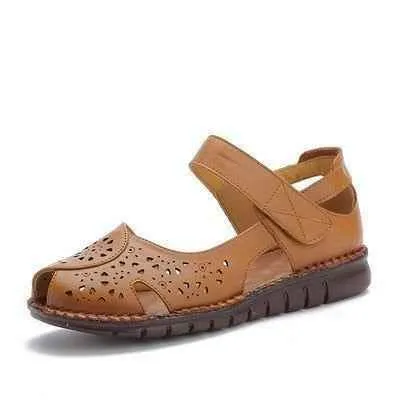GY408 Women's Casual Shoes: Handmade Leather Flat Sandals