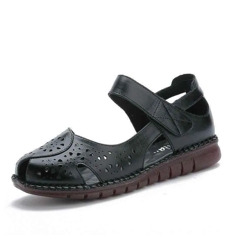 GY408 Women's Casual Shoes: Handmade Leather Flat Sandals