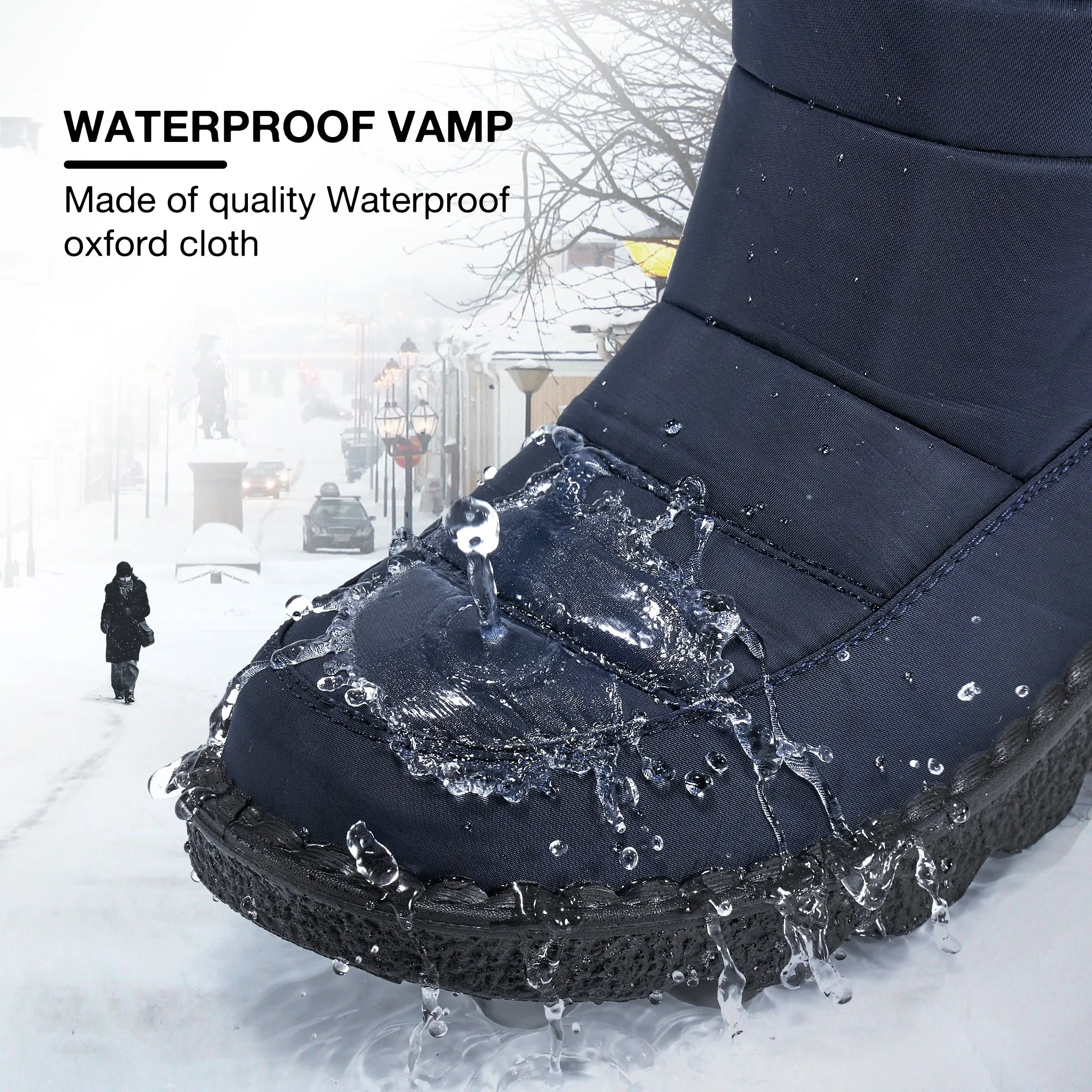 HARENC™Womens Winter Snow Boots With Warm Lining Comfortable Non Slip Ankle Booties Outdoor Waterproof Hiking Walking Platform Shoes