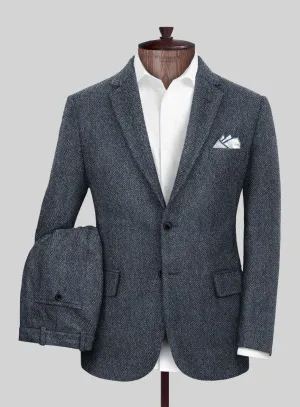 Harris Tweed Wide Herringbone Blue Suit