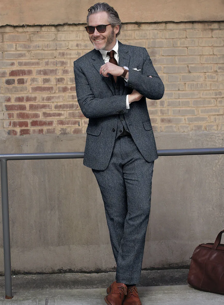 Harris Tweed Wide Herringbone Blue Suit