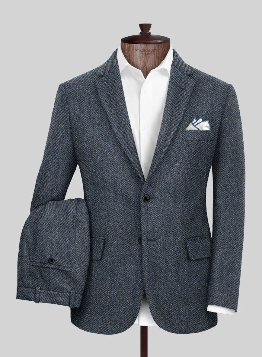 Harris Tweed Wide Herringbone Blue Suit