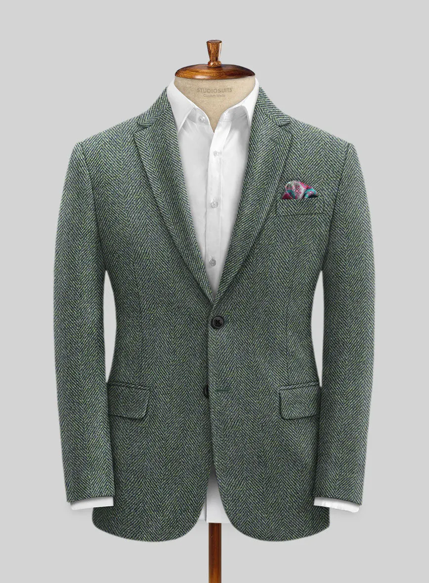Harris Tweed Wide Herringbone Green Jacket
