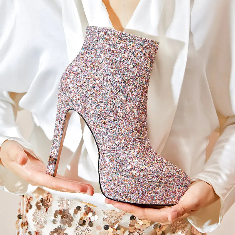 Issa Platform Pink Sparkly Boots