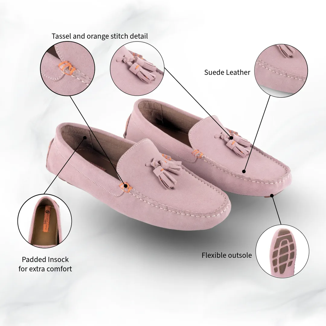 Jackson Suede Leather Driving Loafer - Pink
