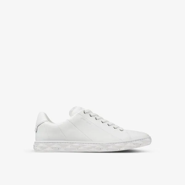 Jimmy Choo Diamond Light Maxi Leather Logo Low Top Sneakers, White