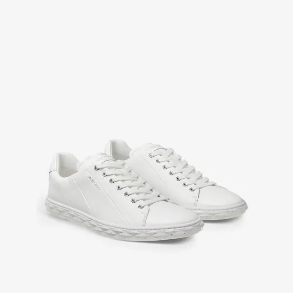 Jimmy Choo Diamond Light Maxi Leather Logo Low Top Sneakers, White