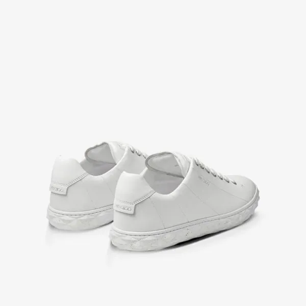 Jimmy Choo Diamond Light Maxi Leather Logo Low Top Sneakers, White