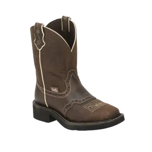 Justin Women's Brown Flower Embossed Boots