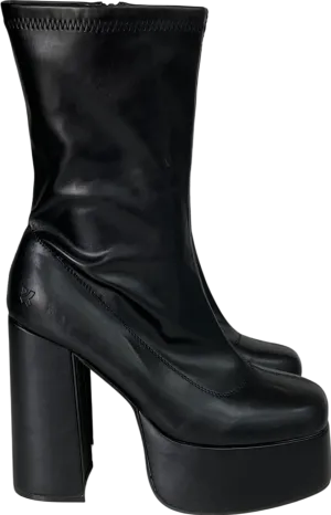 Koi Footwear Delano Black Platform Heeled Boots UK 8 EU 41 👠