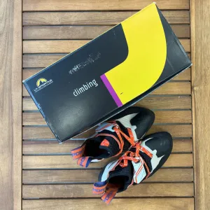 La Sportiva - Women's Solution Climbing Shoes - MSRP $230: White/Orange/Blue/Black-women-37.5